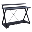 Pemberly Row Black and Carbon Gaming Desk with RGB LED Lights