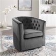 Pemberly Row Tufted Performance Velvet Swivel Armchair in Charcoal