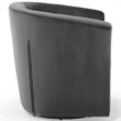Pemberly Row Tufted Performance Velvet Swivel Armchair in Charcoal