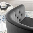 Pemberly Row Tufted Performance Velvet Swivel Armchair in Charcoal