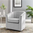 Pemberly Row Modern Performance Velvet Swivel Armchair in Gray