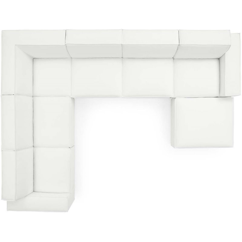 Pemberly Row 7-Piece Modern Fabric Upholstered Sectional Sofa in White