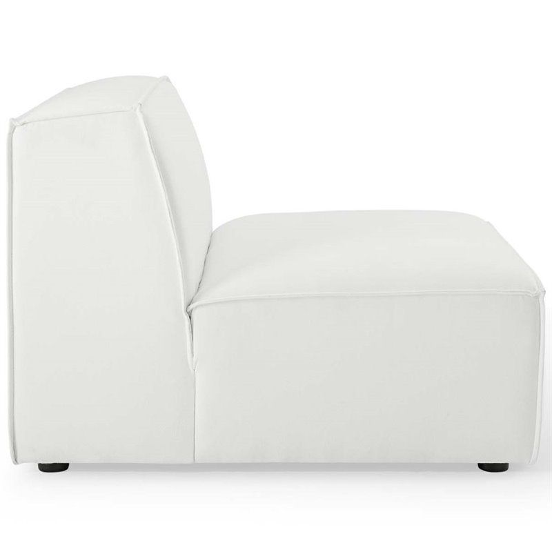 Pemberly Row 7-Piece Modern Fabric Upholstered Sectional Sofa in White