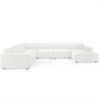 Pemberly Row 7-Piece Modern Fabric Upholstered Sectional Sofa in White