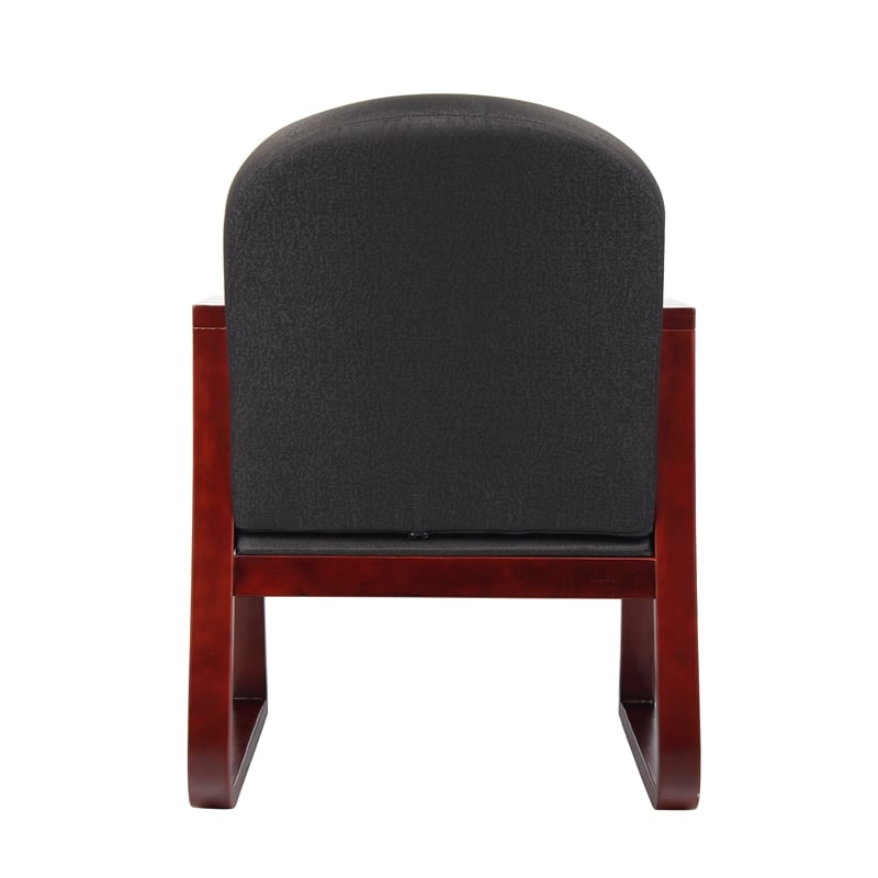 Pemberly Row Fabric Upholstered Sled Base Reception Chair in Black