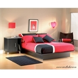 Pemberly Row Contemporary Wooden Full Platform Bed in Pure Black