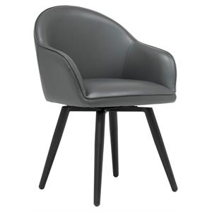 Pemberly Row Swivel Metal Accent Chair with Arms in Smoke Gray