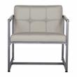 Pemberly Row Small Metal and Leather Accent Chair in Off White