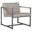 Pemberly Row Small Metal and Leather Accent Chair in Off White
