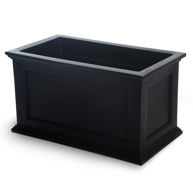 Pemberly Row 20x36 Weatherproof Traditional Plastic Planter in Black