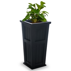Pemberly Row 32&quot Tall Weatherproof Coastal Plastic Planter in Black
