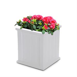 Pemberly Row Modern 16x16&quot Square Coastal Plastic Planter in White