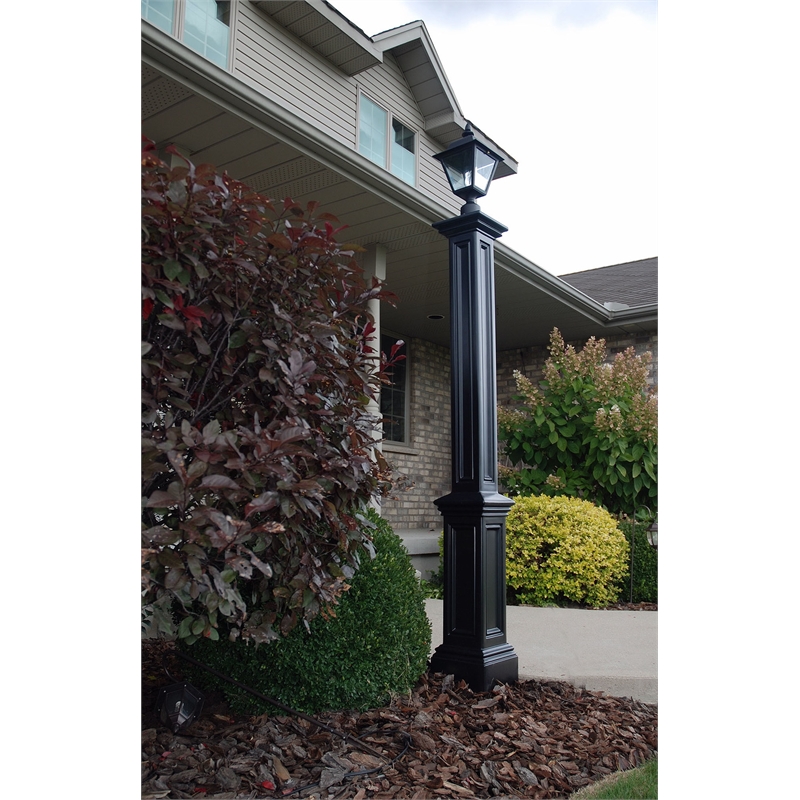 Pemberly Row Traditional Plastic Lamp Post with Mount in Black