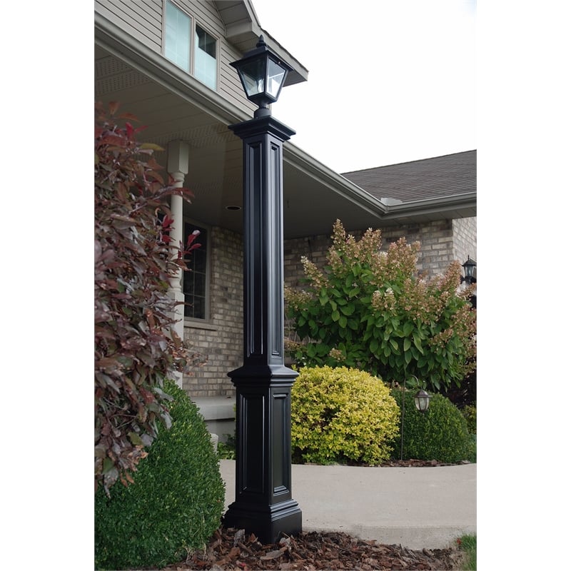 Pemberly Row Traditional Plastic Lamp Post with Mount in Black