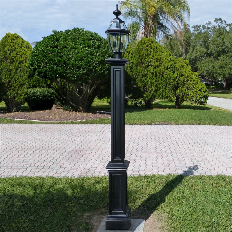 Pemberly Row Traditional Plastic Lamp Post with Mount in Black