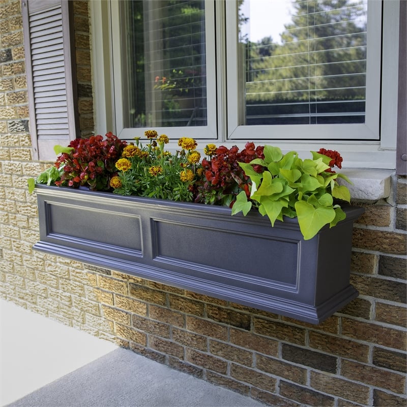 Pemberly Row 4ft Traditional Plastic Window Box in Graphite Gray
