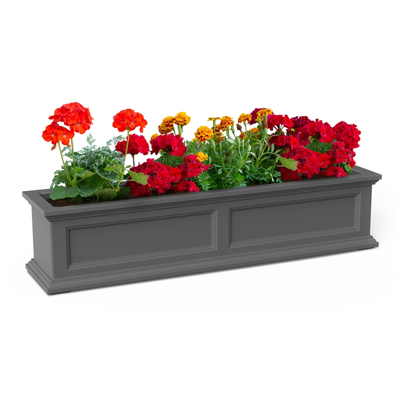 Pemberly Row 4ft Traditional Plastic Window Box in Graphite Gray