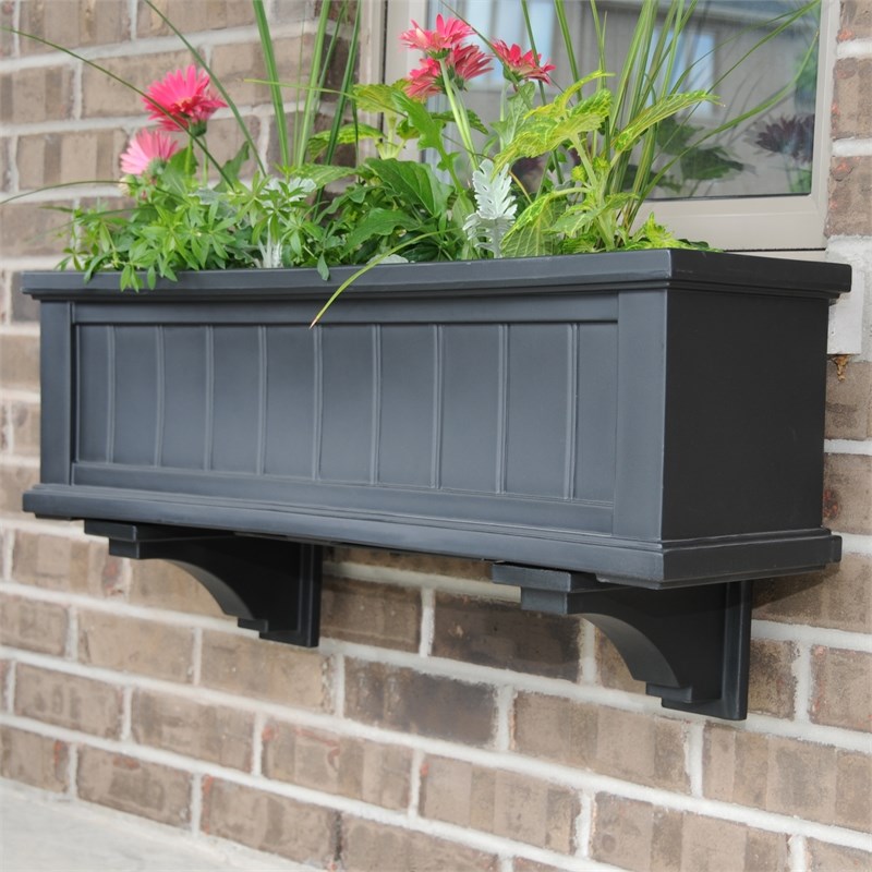 Pemberly Row 3ft Weatherproof Coastal Plastic Window Box in Black