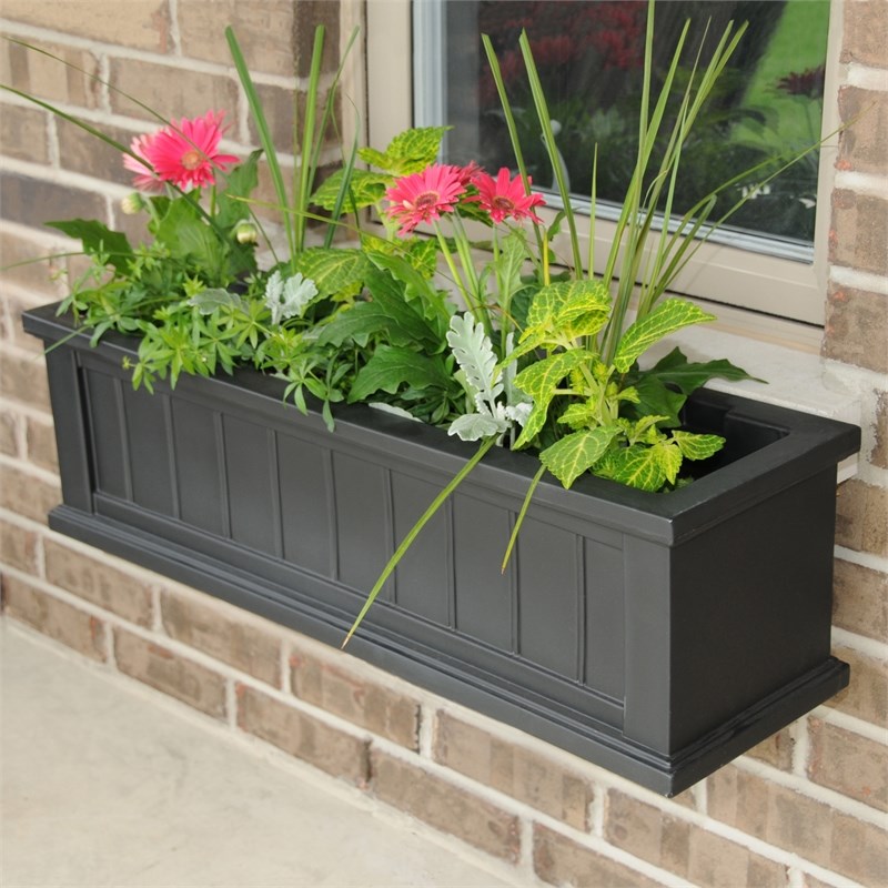 Pemberly Row 3ft Weatherproof Coastal Plastic Window Box in Black