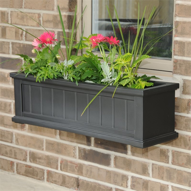 Pemberly Row 3ft Weatherproof Coastal Plastic Window Box in Black