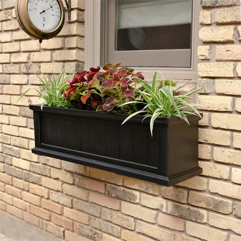 Pemberly Row 3ft Weatherproof Coastal Plastic Window Box in Black