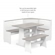 Pemberly Row Pine Wood Corner Nook Dining Set with Storage in White and Gray