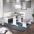 Pemberly Row Pine Wood Corner Nook Dining Set with Storage in White and Gray