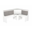 Pemberly Row Pine Wood Corner Nook Dining Set with Storage in White and Gray