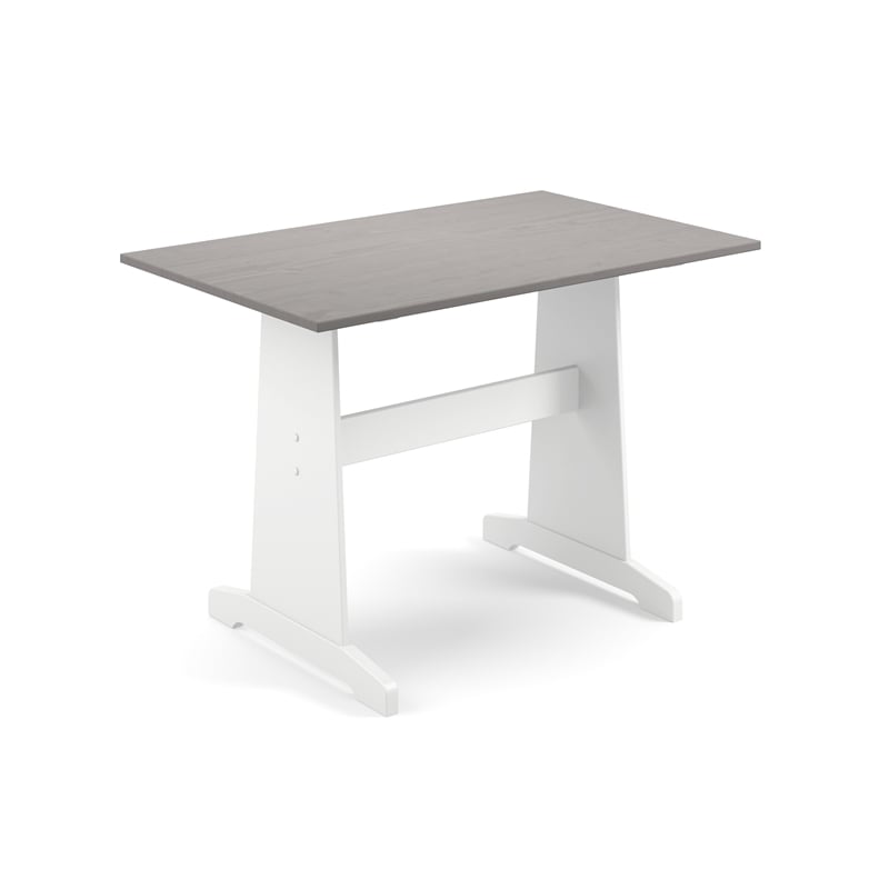 Pemberly Row Pine Wood Corner Nook Dining Set with Storage in White and Gray