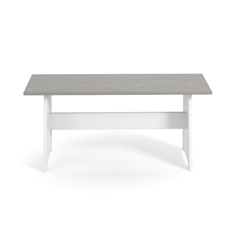 Pemberly Row Pine Wood Corner Nook Dining Set with Storage in White and Gray
