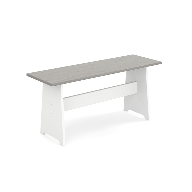 Pemberly Row Pine Wood Corner Nook Dining Set with Storage in White and Gray