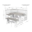 Pemberly Row Pine Wood Corner Nook Dining Set with Storage in White and Gray