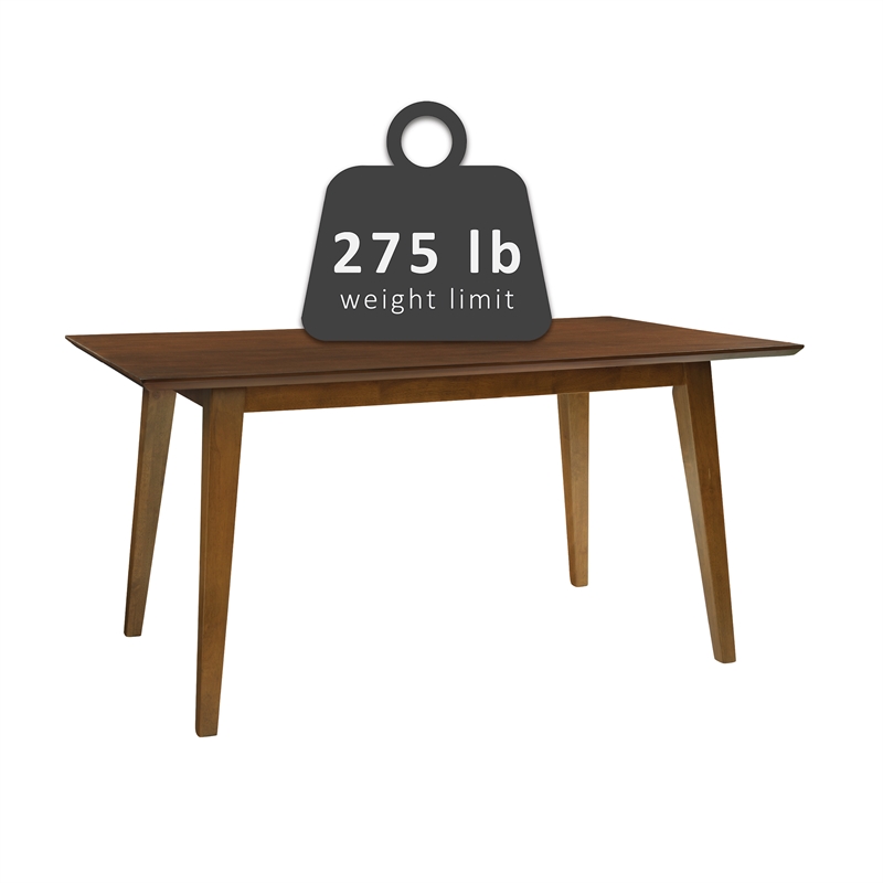 Pemberly Row Mid-Century Wood Dining Table with Tapered Legs in Brown Stain