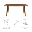 Pemberly Row Mid-Century Wood Dining Table with Tapered Legs in Brown Stain