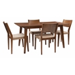 Pemberly Row Mid-Century Wood Dining Table with Tapered Legs in Brown Stain