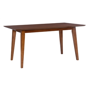 Pemberly Row Mid-Century Wood Dining Table with Tapered Legs in Brown Stain