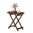 Pemberly Row Modern Folding Tray Table in Espresso Wood Finish