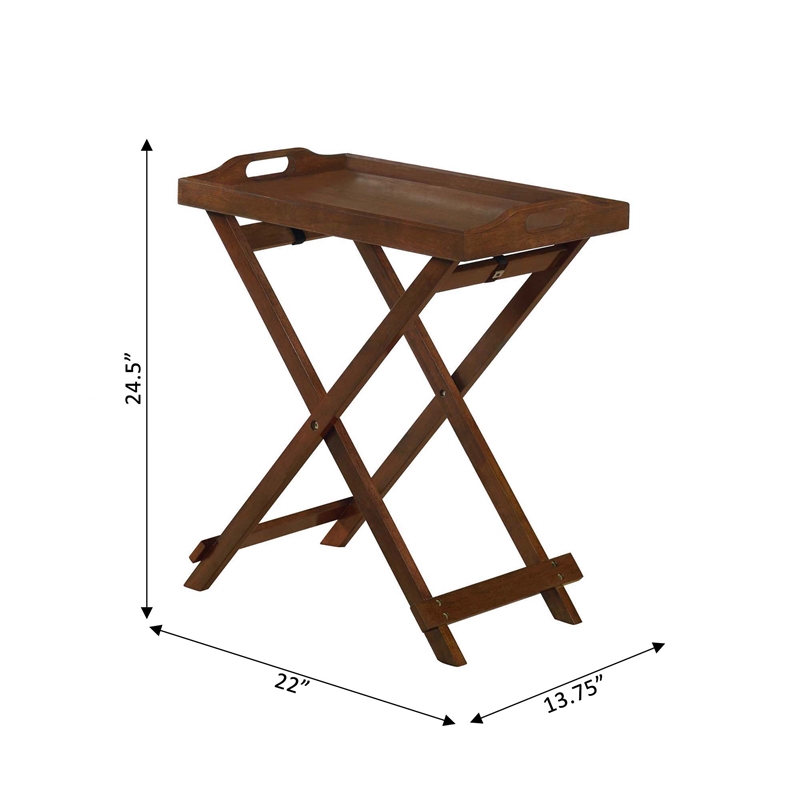 Pemberly Row Modern Folding Tray Table in Espresso Wood Finish