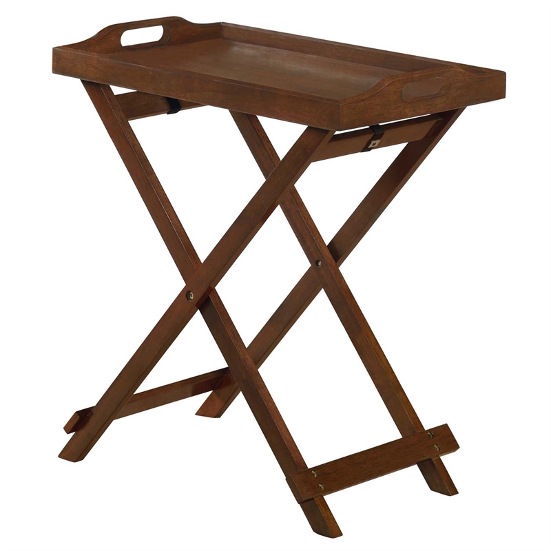 Pemberly Row Modern Folding Tray Table in Espresso Wood Finish