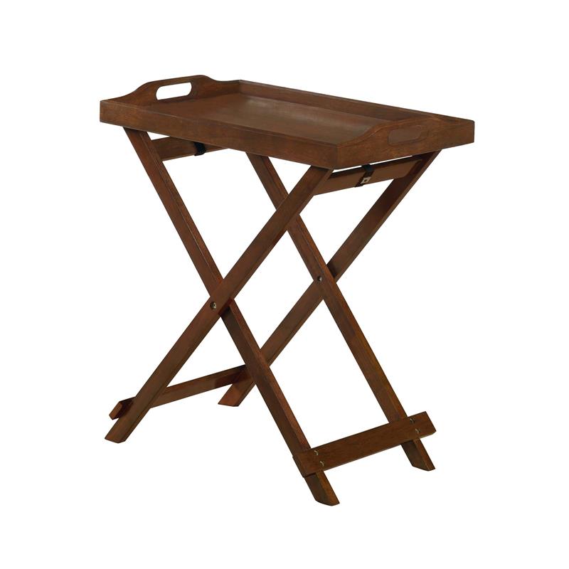 Pemberly Row Modern Folding Tray Table in Espresso Wood Finish