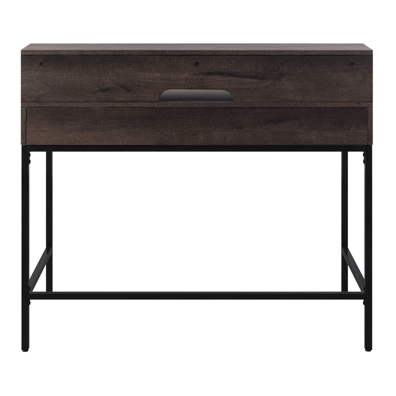 Pemberly Row 40-Inch Desk w/ 2 drawers and shelf hutch - Brown Wood Grain Finish