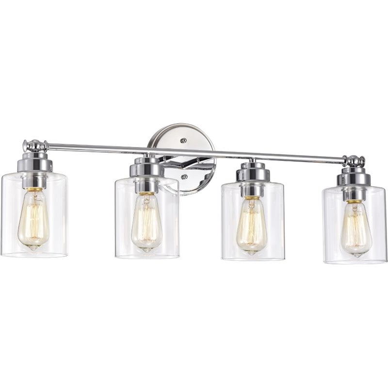 Pemberly Row Transitional 4 Light Chrome Bath Vanity Fixture 30