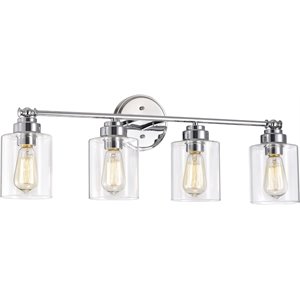 Pemberly Row Transitional 4 Light Chrome Bath Vanity Fixture 30&quot Wide
