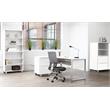 Pemberly Row Contemporary Crescent Desk in Laminated White Finish