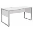 Pemberly Row Contemporary Crescent Desk in Laminated White Finish