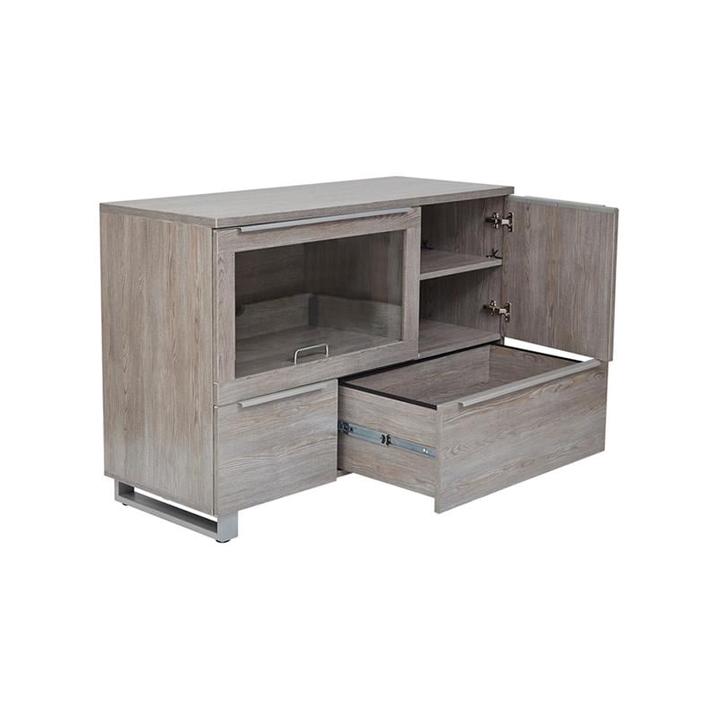 Pemberly Row Transitional Wood Printer Cabinet with 2 Drawers in Gray