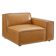 Pemberly Row 5-Piece Faux Leather Sectional Sofa in Tan Finish