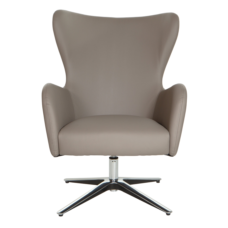 Pemberly Row Modern Swivel Armchair in Dillon Gray Faux Leather