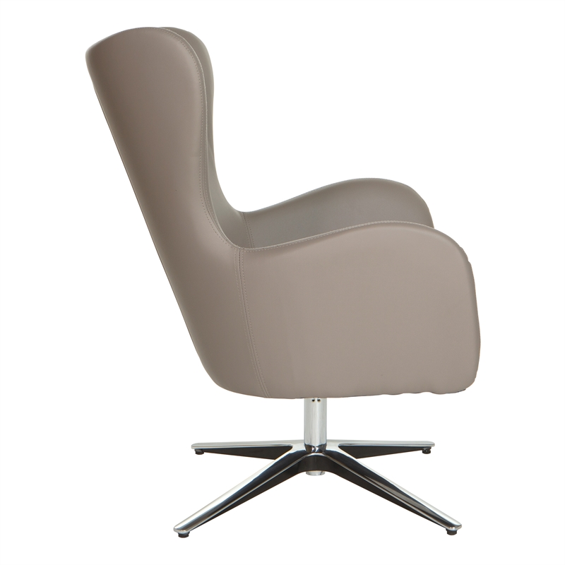 Pemberly Row Modern Swivel Armchair in Dillon Gray Faux Leather