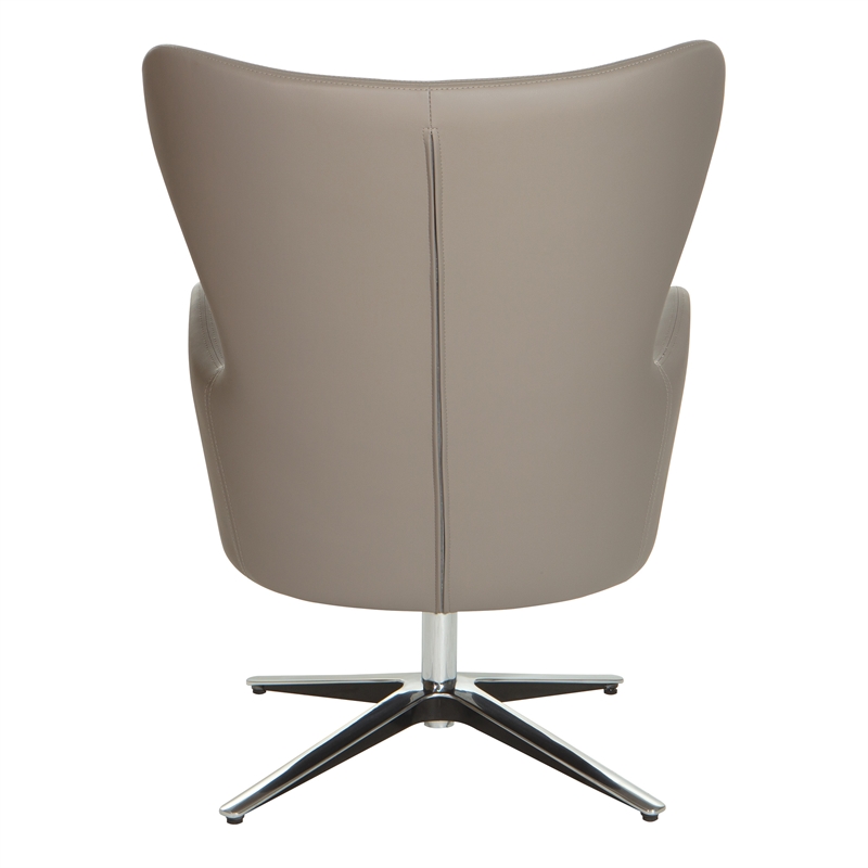 Pemberly Row Modern Swivel Armchair in Dillon Gray Faux Leather